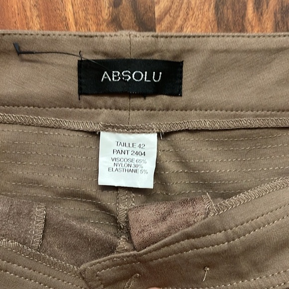 New- Absolu Paris Women's Faux Leather Stretchy Pants / Leggings- zipper front - Picture 3 of 5